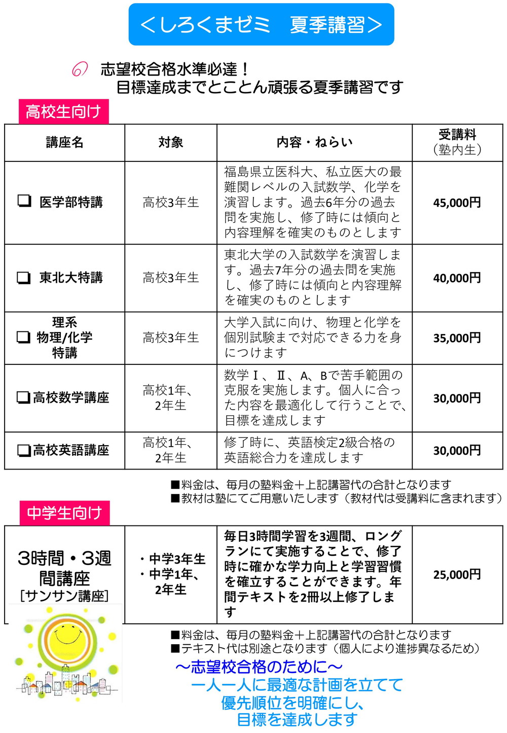 ２０２３夏期講習のご案内